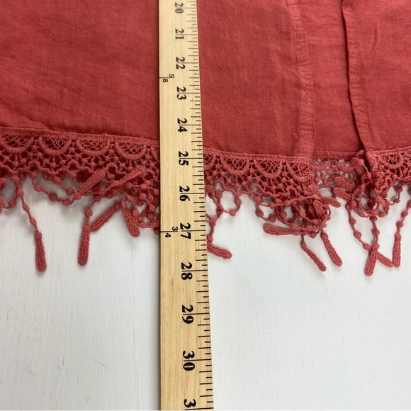 Valentina Naldi Made in Italy Coral 100% Linen Lace‎ Fringe Trim Kimono O/S - Picture 11 of 12